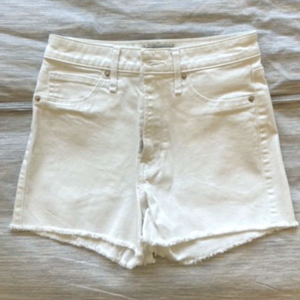 NEW Abercrombie & Fitch White Simone High Rise Denim Shorts s 24